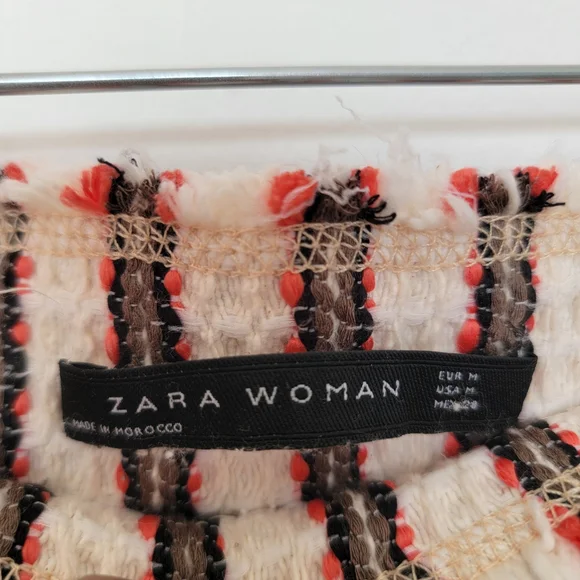 Zara High Waist Shorts with Stripes - Cream, Black, Red - Picture 5 of 10